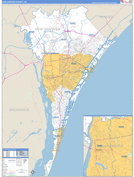 New Hanover County, NC Zip Code Map